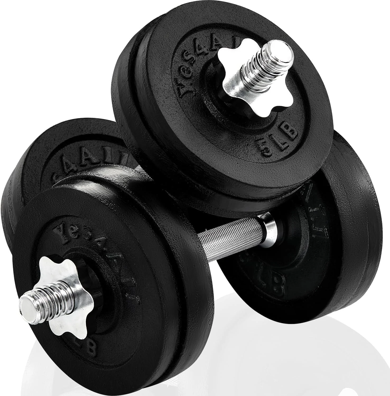 Yes4All 50 lbs Adjustable Dumbbell Weight Set For Home Gym, Cast Iron Dumbbell, Pair