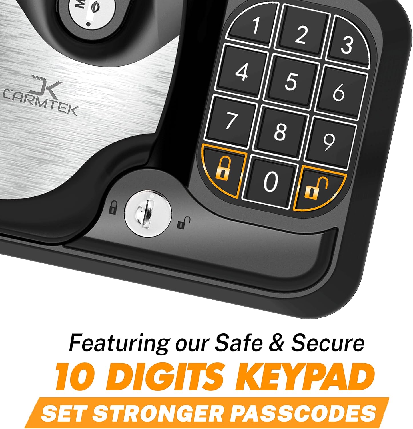 Carmtek - RV Keyless Entry Door Lock Latch Handle | 2022 RV Lock Keyless Entry | 100% Metal RV Door Lock with Backlit Keypad, 2 Fobs