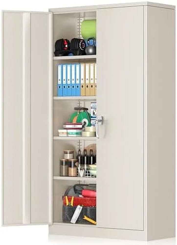 YPZBBOOM Garage  Cabinets with Doors and Shelves  72" Black Steel Tool Locking Cabinet  Metal  Cabinet for Home Office  Warehouse  School