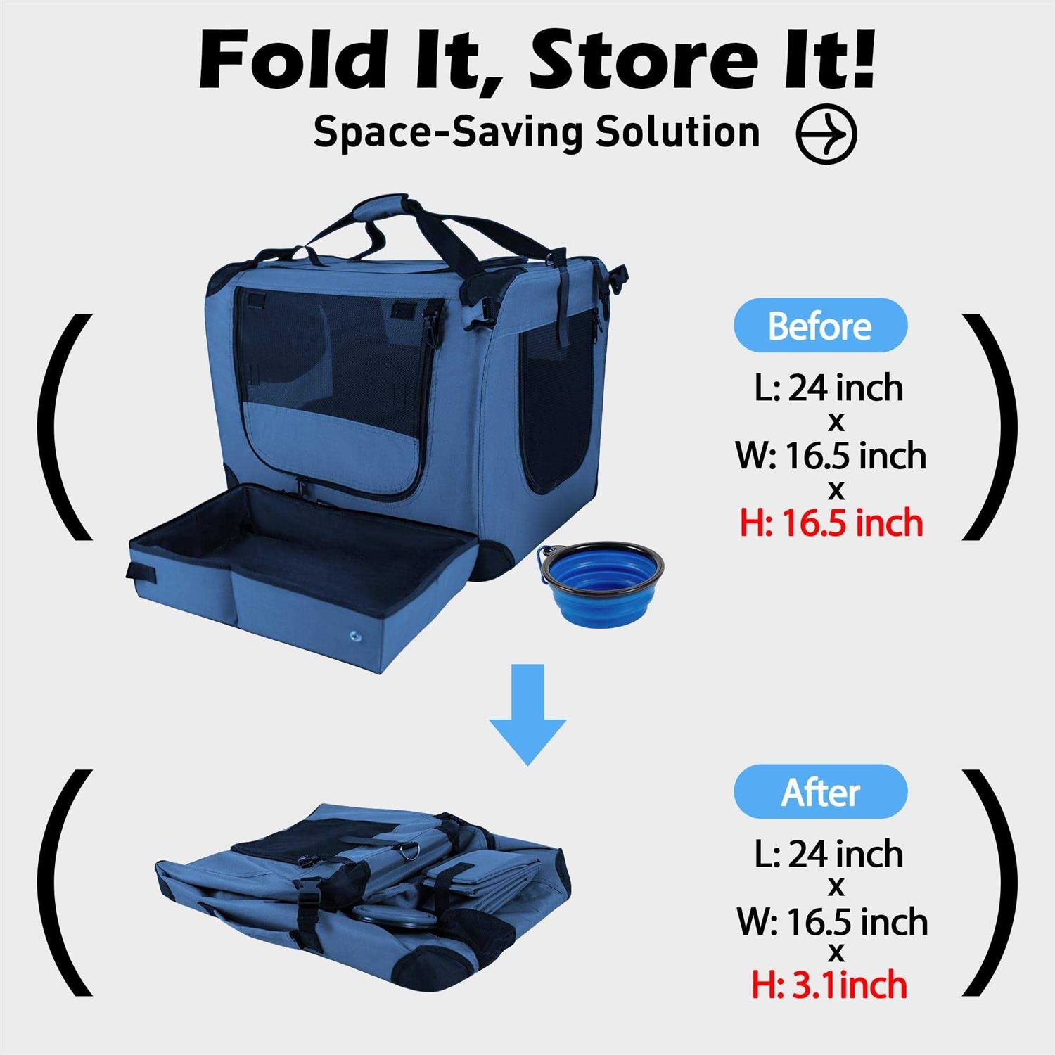 Prutapet Large Cat Carrier Soft-Sided Portable Pet Crate for Car Traveling with Collapsible Litter Box and Bowl - Pet Supplies online store