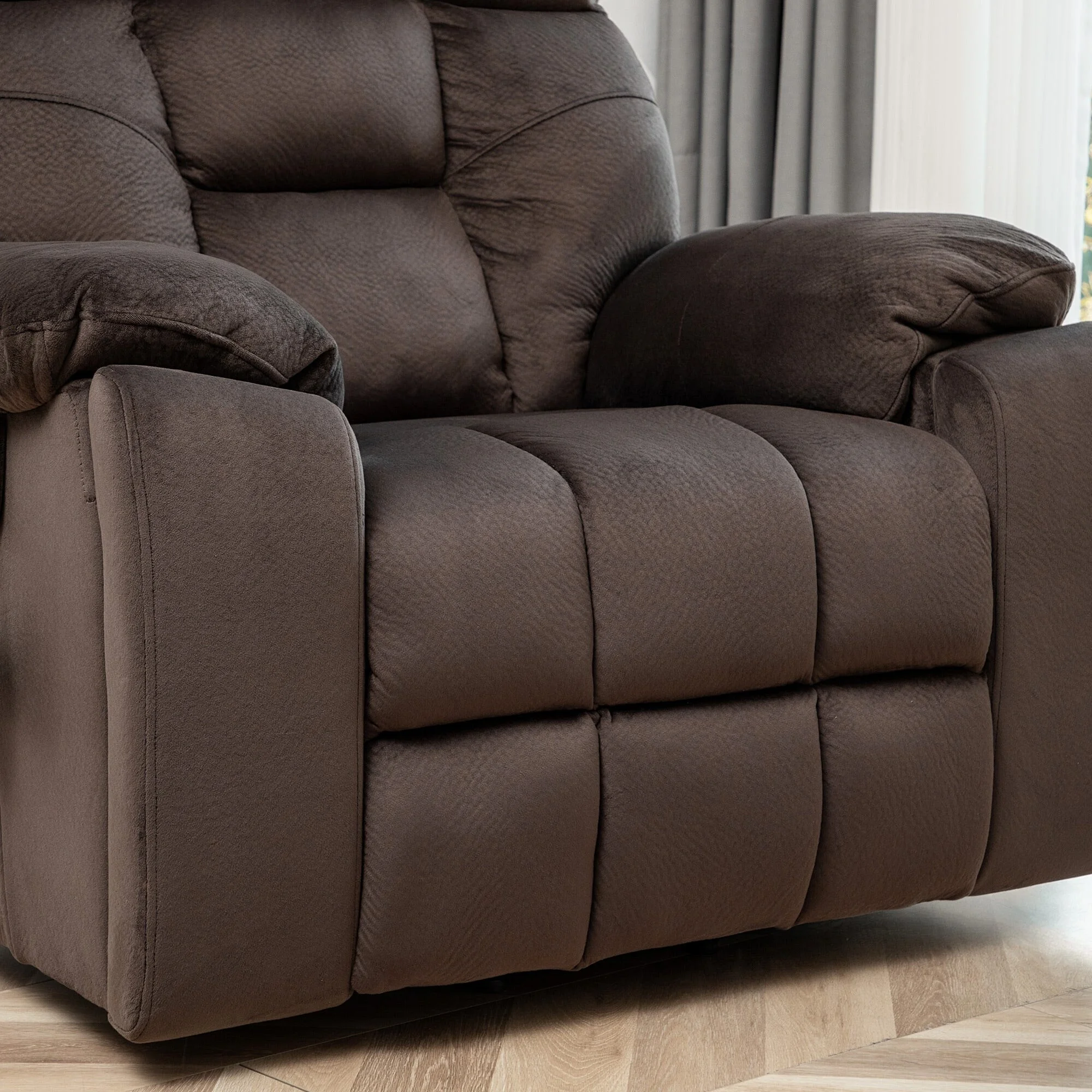 Big and Tall Velvet Power Lift Massage Recliner Chair, Hidden Cup Holders Coffee