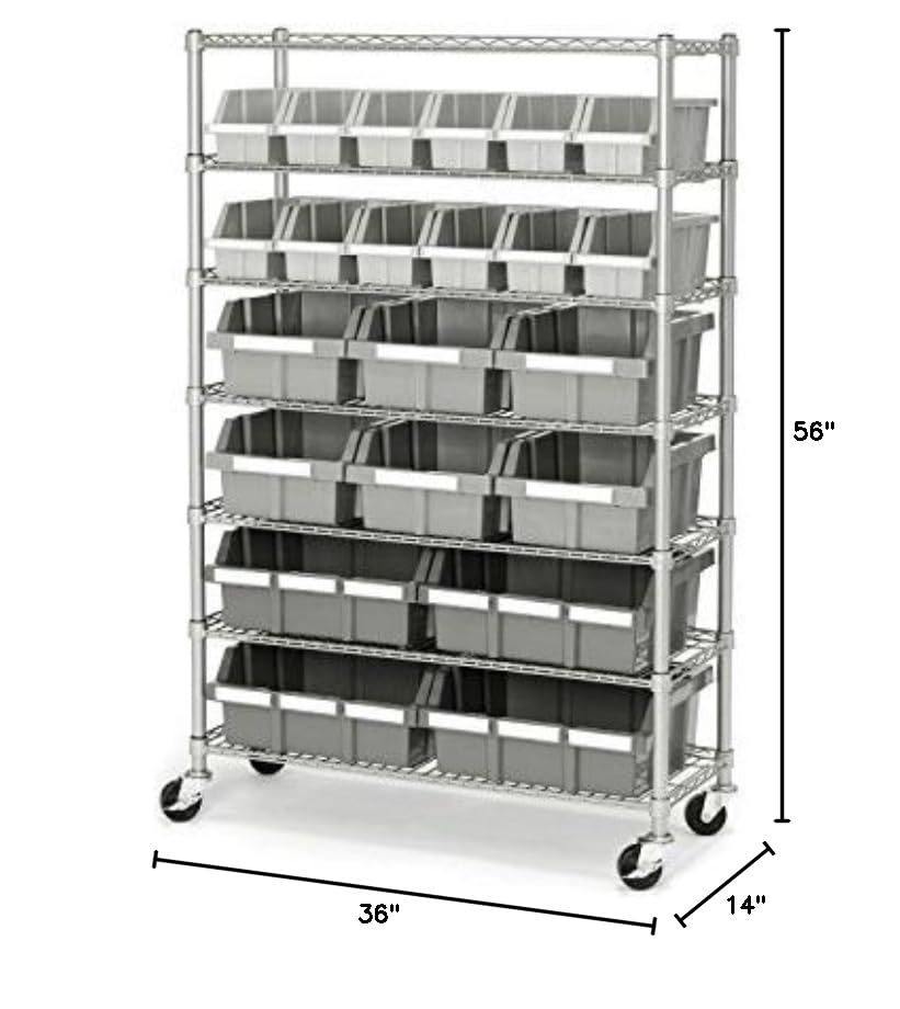 Seville Classics Heavy Duty NSF Bin Rack Solid Steel Wire Shelving Storage Unit, Patented Organizer for Garage, Warehouse, Office, Restaurant