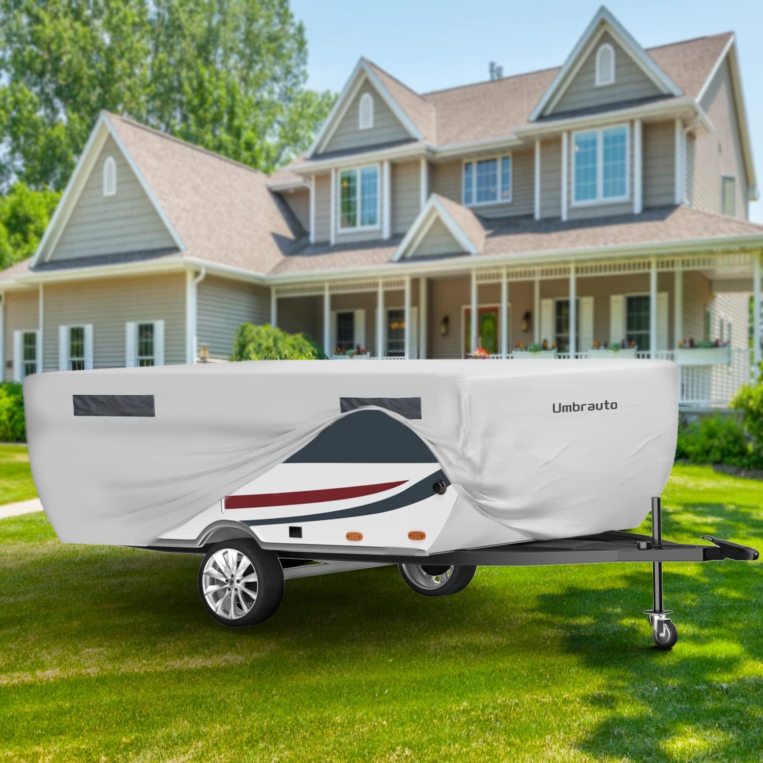 Tent Trailer Cover Umbrauto 2022 Upgraded 6 Layers Top Pop Up Camper Covers Waterproof Extra Thick Polypropylene Breathable Ripstop Anti-UV Pop Up