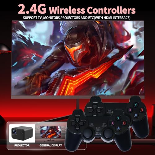 Wireless Retro Game Console, Video Game Console with Built-in 9 Emulators, 20,000+ Games, 4k Hdmi Output, and 2.4GHz Wireless Controller