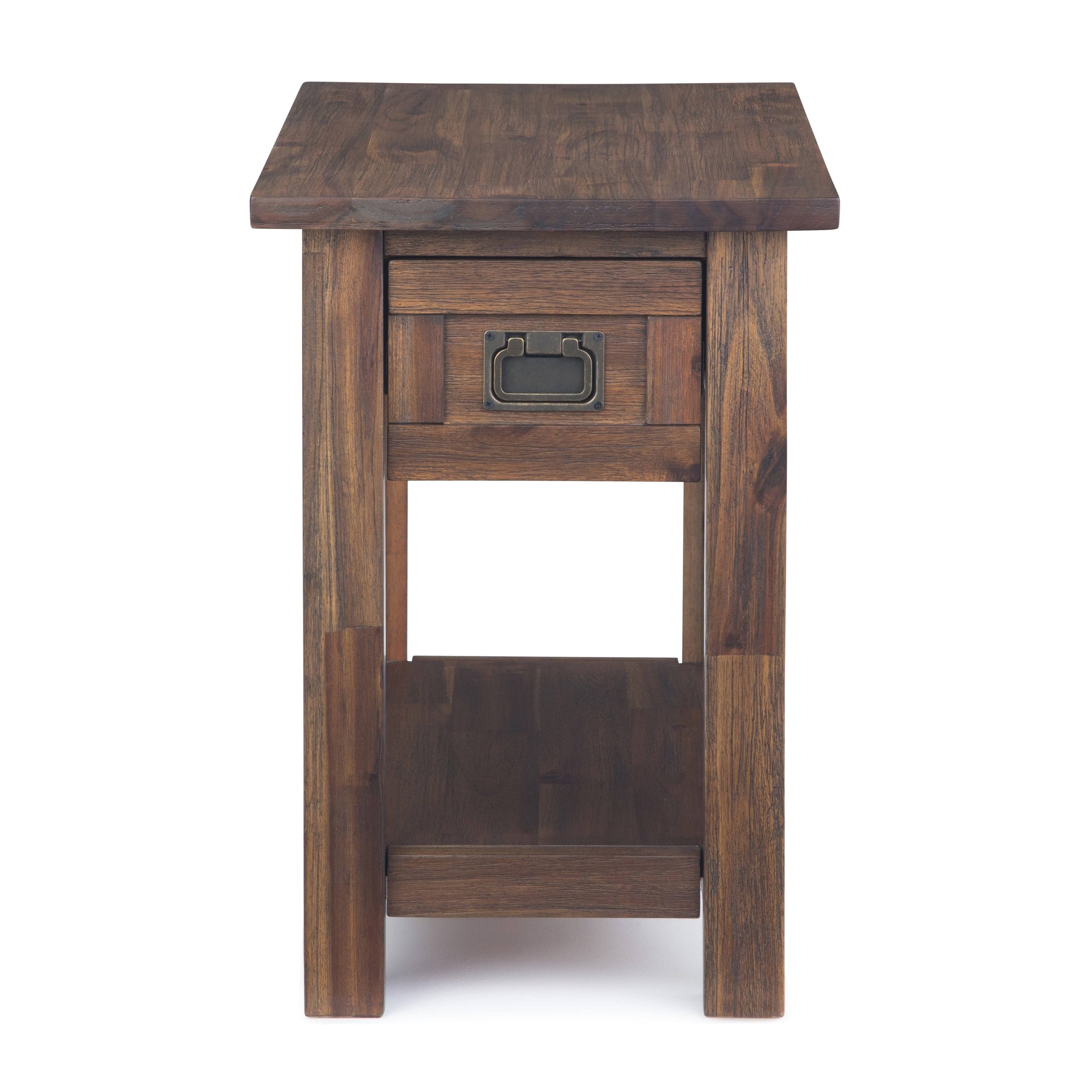 Wyndenhall Garret Solid Acacia Wood 14 inch Wide Rectangle Rustic Contemporary Narrow Side Table - 14x22 W x 24x22 D x 20x22 H