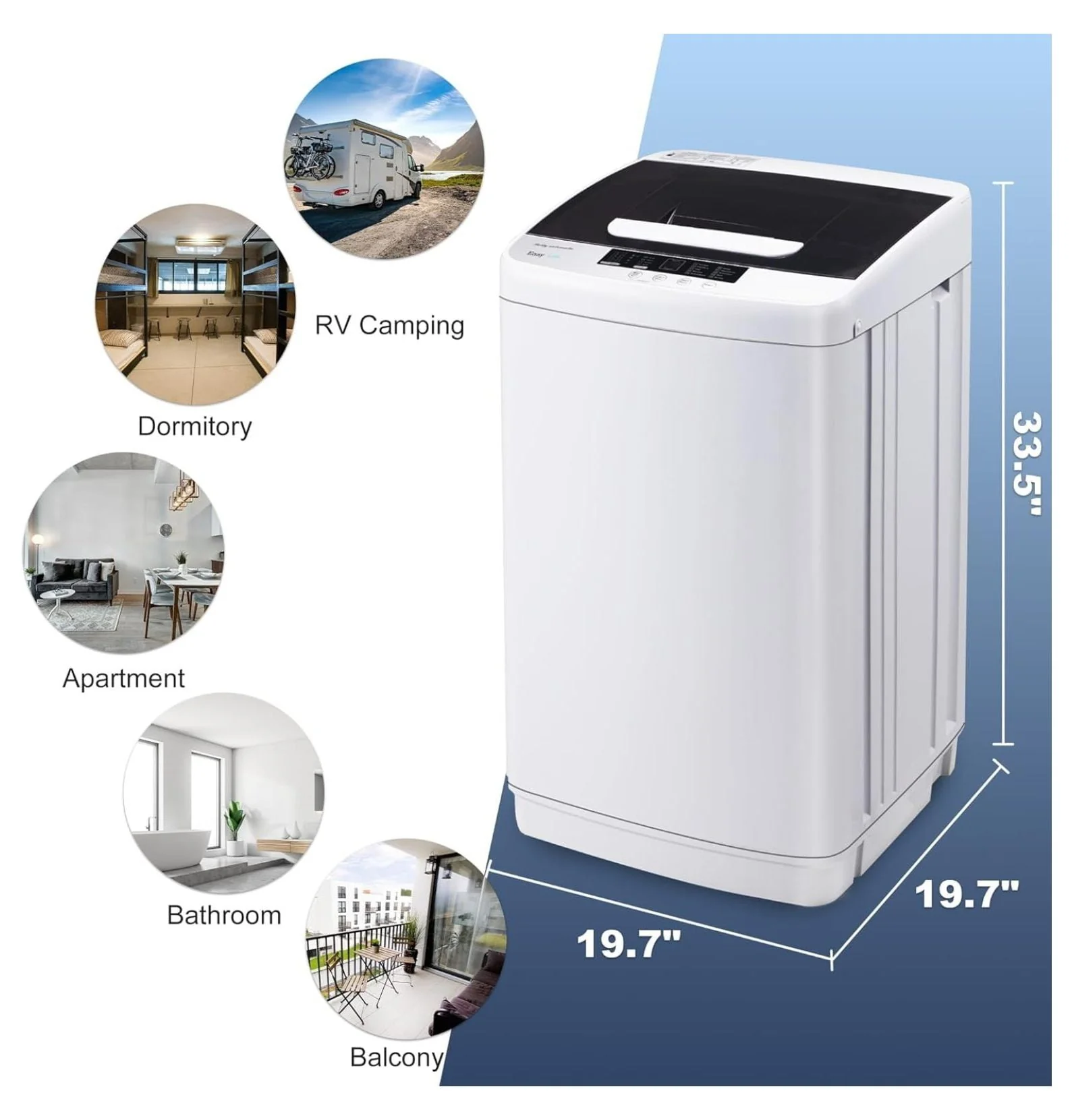 1.34 Cu.Ft Full Automatic Washer and Dryer Combo with Drain Pump, Portable Washing Machine, 10 Wash Program, LED Display