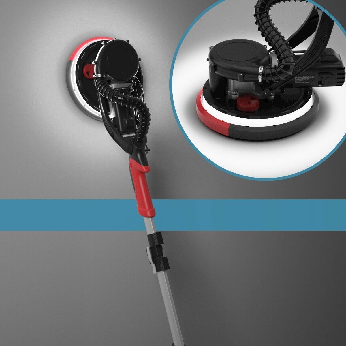 Powerful 9′′ Electric Drywall Ceiling Pole Sander Dustless Vacuum W/ LED