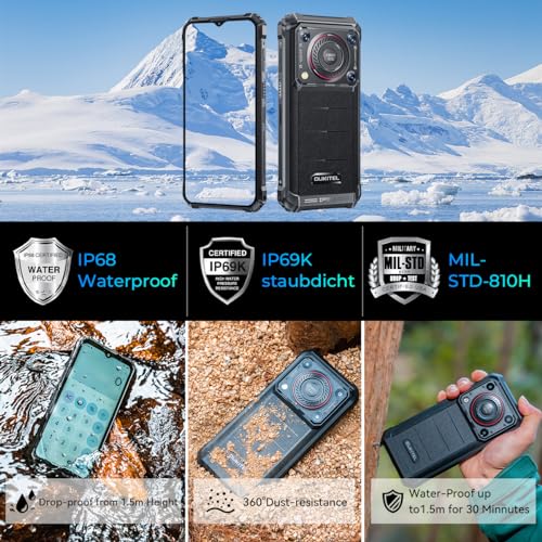OUKITEL WP36 2024 Rugged Smartphone - 10600mAh Rugged Phone 128dB Loud Speaker, 16GB+128GB Dual Sim Phones 6.52" Big Screen, Android 13 Cell Phone