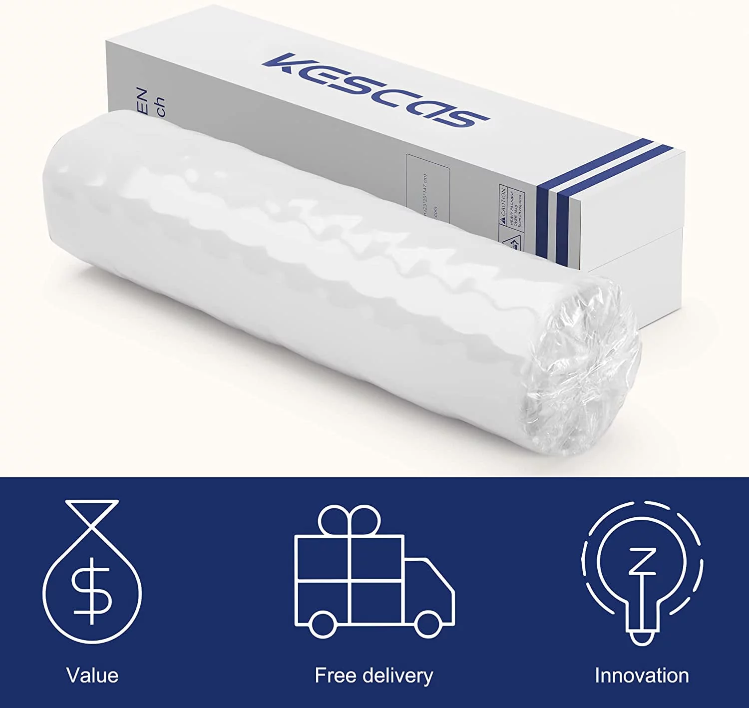 Queen Size Hybrid Mattress, Kescas 8 inch Queen Mattress with Cooling Gel Memory Foam, Fiberglass Free, Medium Firm - Radiant Selections