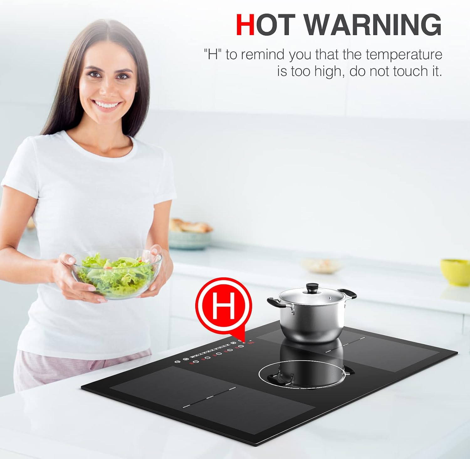 Induction Cooktop 30 inch,Electric Cooktop 5 Burners 9000W 220v,Electric Stove Top Countertop and Built-in with 2 Bridge Zones,9 Heating Levels