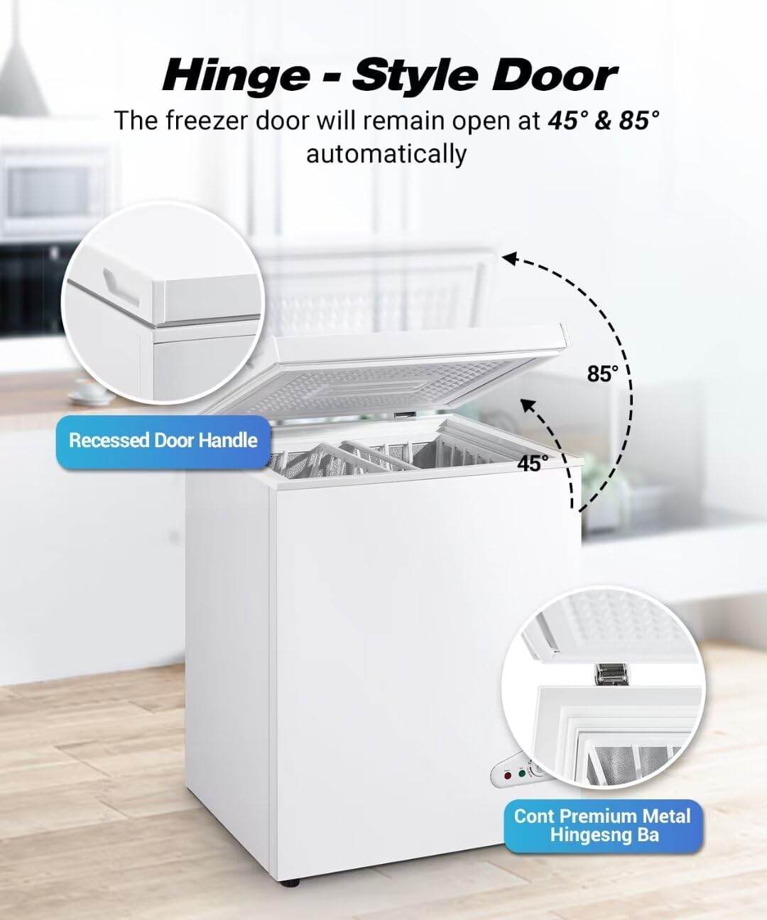 Deep Freezer, Mini Freezer with 7-Step Temperature Control, 5.0 cu.ft Small Deep Freezer, Chest Freezer with Removable Basket for Dormitories, Office