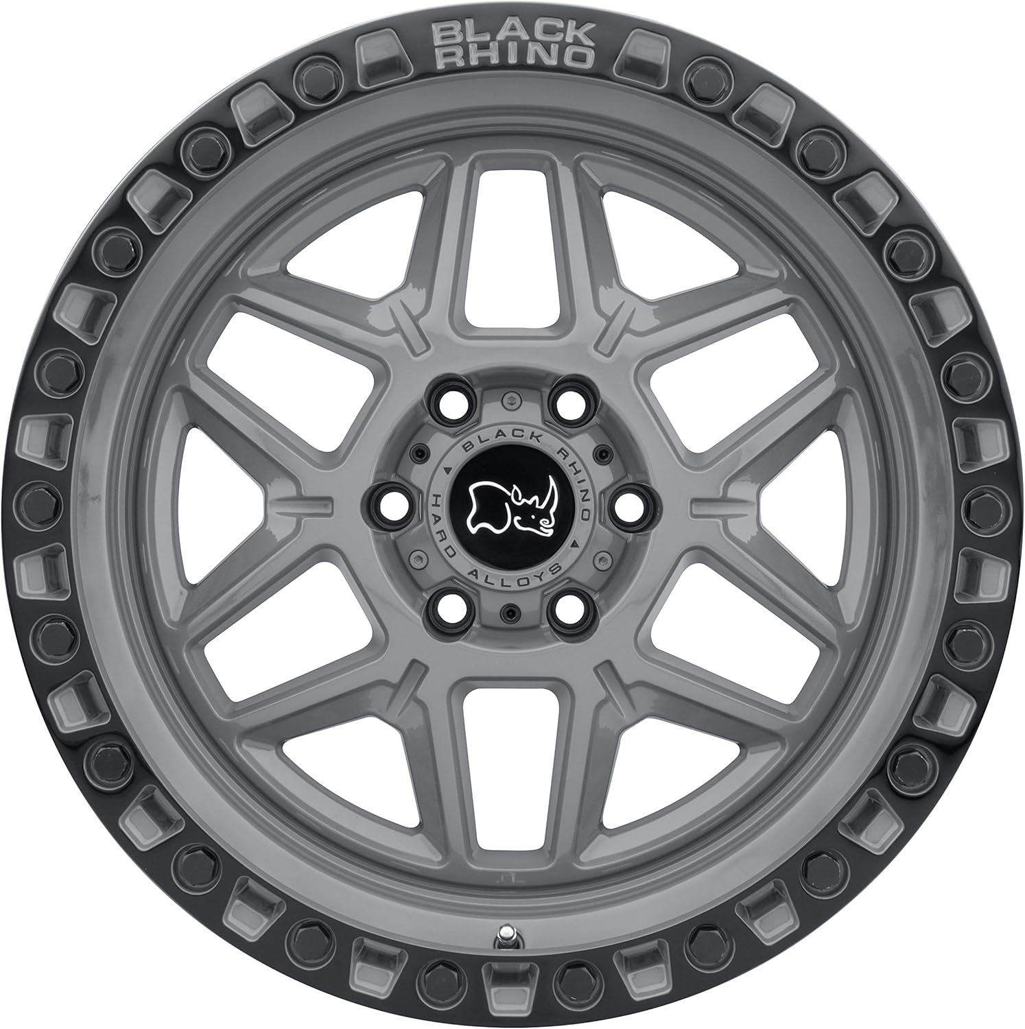 Black Rhino Kelso Custom Wheel - 17" x 9", 0 Offset, 6x139.7 Bolt Pattern, 112.1mm Hub - Battleship Gray with Black Lip and Black Bolts Rim