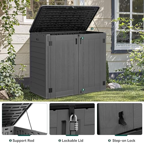 YITAHOME 60 cuft Vertical Outdoor Storage Shed w/o Shelf, Large Waterproof Storage Cabinet for Garden Shed, Tall Outdoor Storage Shed for Garage
