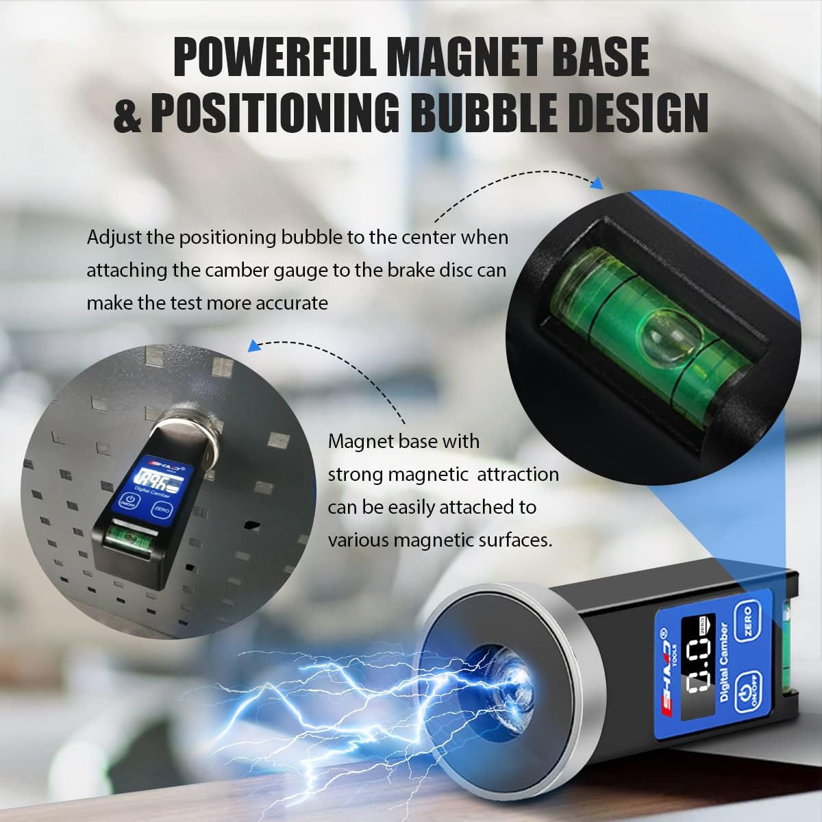 Camber Gauge Digital Wheel Alignment Tool -90° to +90° Wide Range Wheel Alignment & Balancing Tools Accurate Caster Camber Gauge with Digital Display