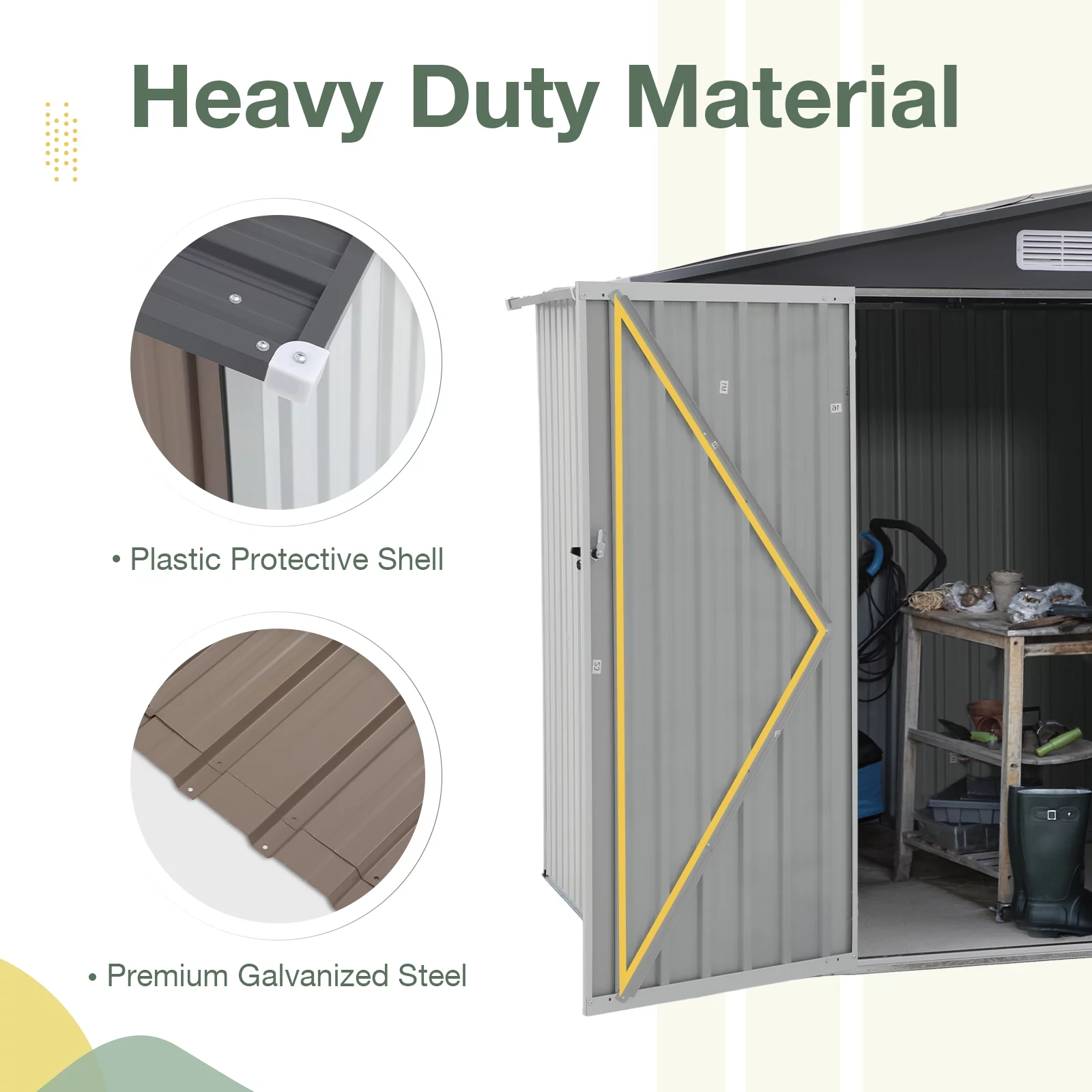 OC Orange-Casual 10' x 8' FT Outdoor Storage Shed, Metal Garden Tool Shed with Lockable Door, Outside Sheds & Storage Galvanized Steel