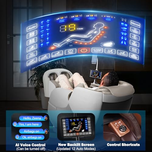 2025 Massage Chair Full Body, Zero Gravity SL-Track Shiatsu Massage Recliner Chair with Heat, AI Control, Body Scan and Calfrest Extension