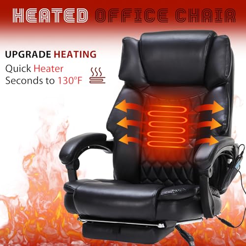 Massage Office Chair with Heat,Reclining Office Chair with Foot Rest,6 Points Vibration Home Desk Chairs for Heavy People 400lbs