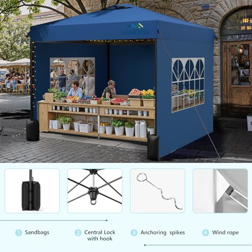 10X10 Pop Up Canopy Tent with 3 Sidewalls,Easy Up Canopy,Commercial Instant Shelter,Heavy Duty One Person Set Up Event Tent,Gray