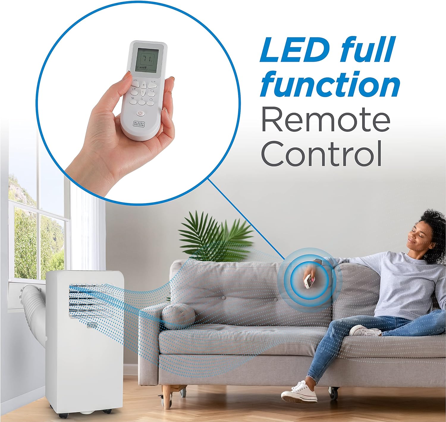 BLACK+DECKER 8,000 BTU Portable Air Conditioner with Remote Control, White - Smart Home Appliances