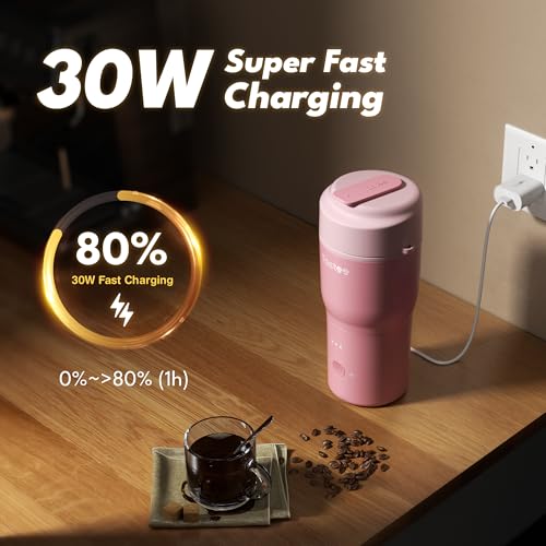 Tastee Heated Coffee Mug – 12oz Portable Travel Mug with 1℉ Precise Temperature Control, 8-Hour Heat Retention, 30W Fast Charging, Leak-Proof