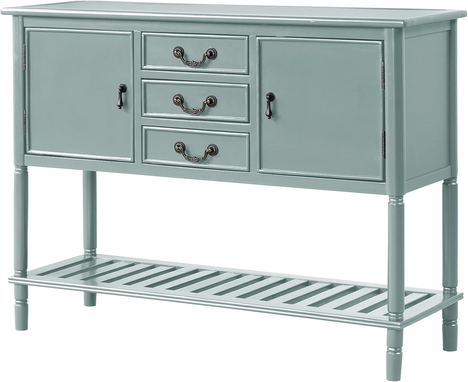 XD Designs Solid Wood Console Table Sofa Table 3 Drawers, 2 Cabinet 1 Shelf,Buffet Table