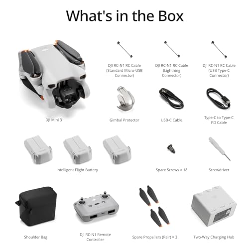 DJI Mini 3 Fly More Combo, Lightweight 3x Mechanical Gimbal Mini Camera Drone with 4K HDR Video, 3 Batteries for 114-min Flight Time