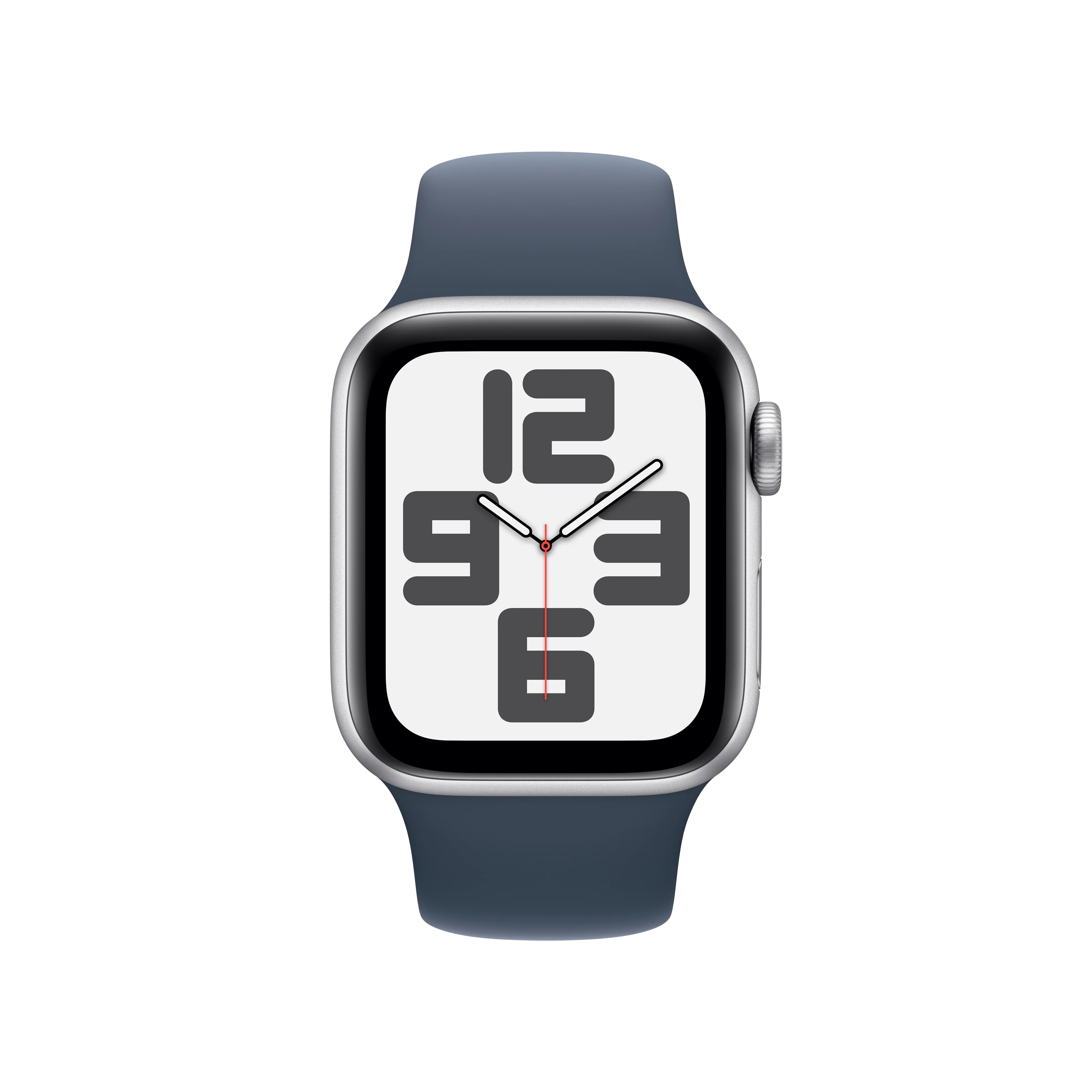 Apple Watch SE (2nd Gen) GPS 40mm Silver Aluminum Case with Storm Blue Sport Band - S/M. Fitness & Sleep Tracker, Crash Detection, Heart Rate Monitor