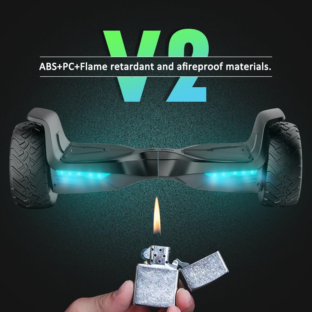TOMOLOO Hoverboard All Terrain with Bluetooth Speaker and LED Lights Self-Balancing Scooter UL2272 Certified 8.5" Wheel Electric Scooter for Kids and