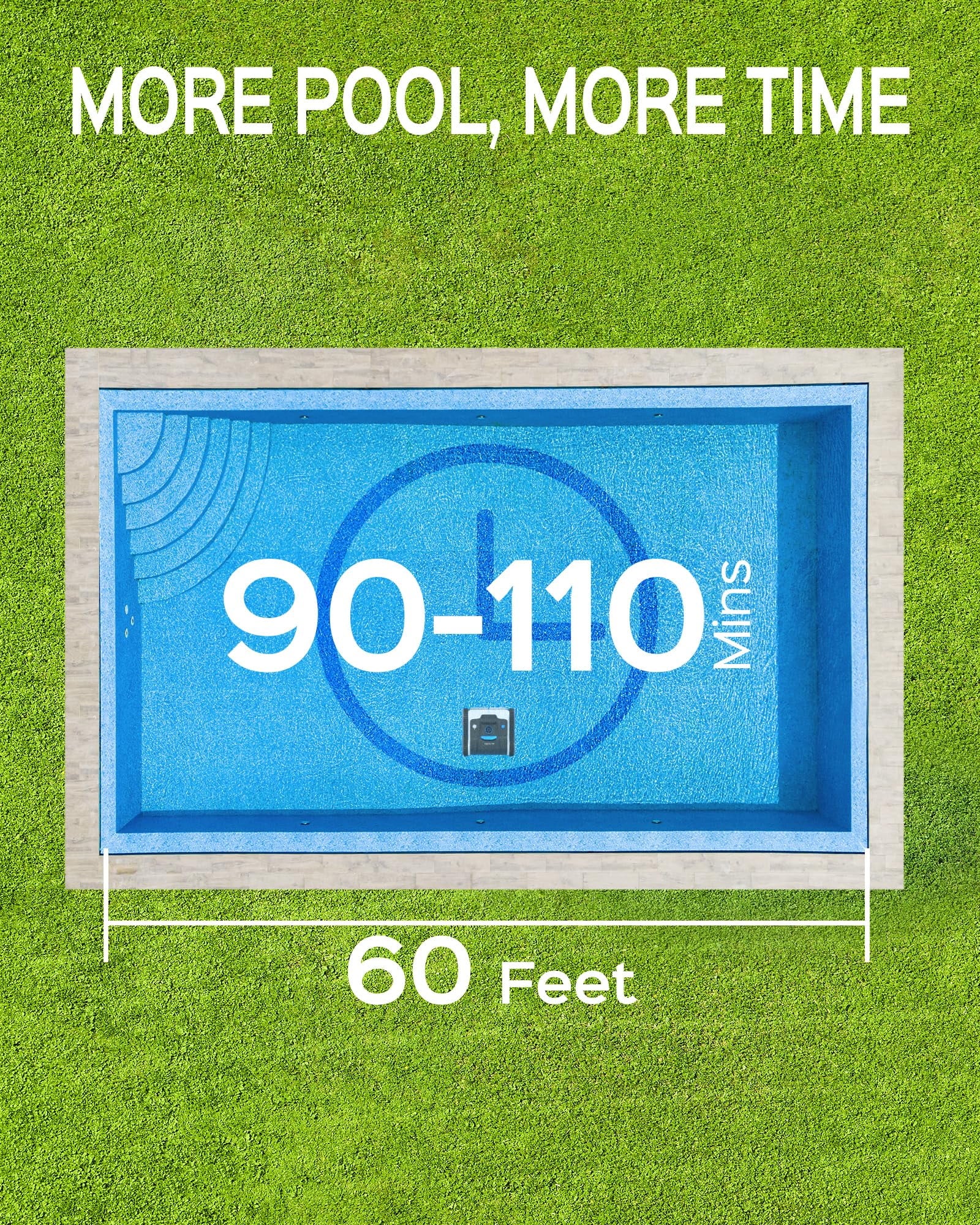 Wybot Robotic Pool Cleaner, Cordless Pool Vacuum with Wall Climbing Function for In Ground Pools up to 60 FT in Length