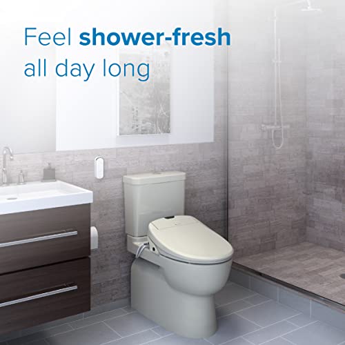 Brondell Swash 1400 Luxury Bidet Toilet Seat, Fits Elongated Toilets, Biscuit – High Quality Bidet – Dual Stainless-Steel Nozzles with Nozzle Clean