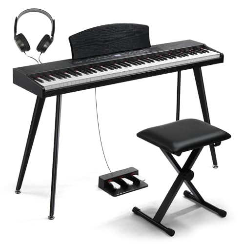 Ktaxon 88 Key Keyboard Piano Set, Full Size Digital Piano with Multi-Adjustable Height Bench, Powerful Functional Panel