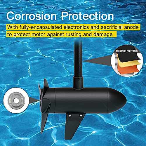 Black Haswing Cayman 12V 55lbs 48 inch Bow Mount Electric Trolling Motor Lightweight, Variable Speed