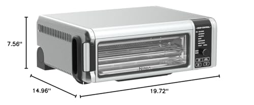 Ninja Digital Air Fry Countertop Oven, 8-in-1 Functionality, 1800W, Flip-Up Design, XL Capacity, Air Fry Basket, Wire Rack & Crumb Tray, Silver, SP101