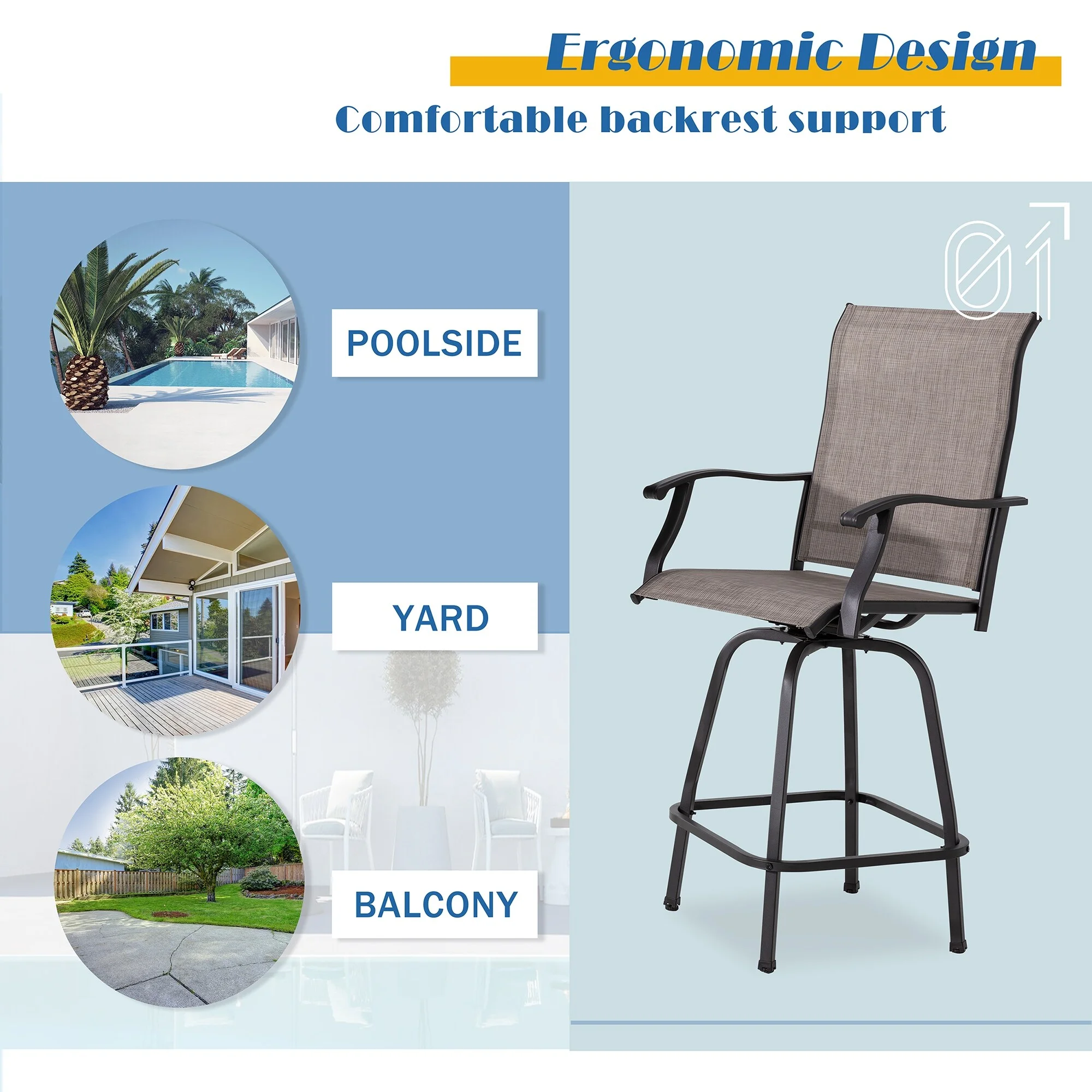 Futzca  Patio Swivel Bar Bistro Set or Swivel Bar Stools Taupe Set of 3 N/A N/A Swivel Fabric Set of 3 - Curated Treasures Market