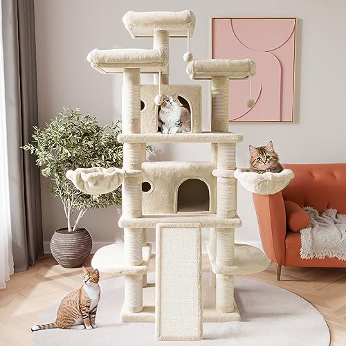 SHA CERLIN 68 Inches Multi-Level Large Cat Tree for Large Kitties/Big Cat Tower with Condo/Cozy Plush &zwnj