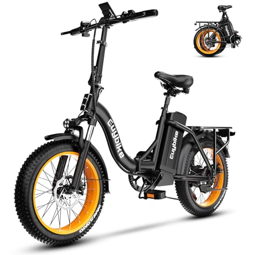 1000W Folding Electric Bike,48V 20AH Removable Battery E Bike,30+MPH,80 Miles Max Range Electric Bike for Adults,20" Fat Tire Foldable ebike