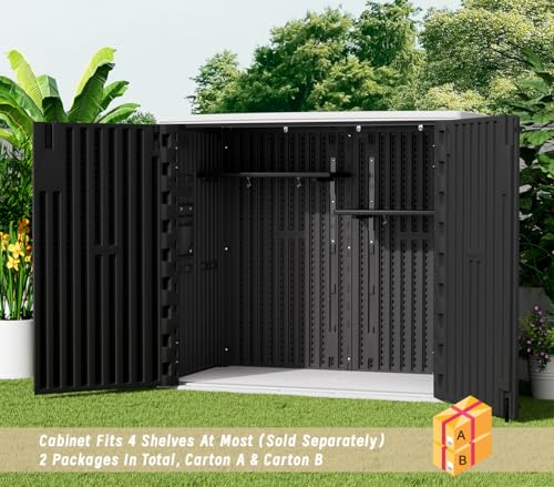 KINYING Outdoor Vertical Storage Shed,57 Cu.ft Outdoor Storage Cabinet Waterproof,Resin Sheds & Outdoor Storage Clearance for Garden,Patio,Backyard