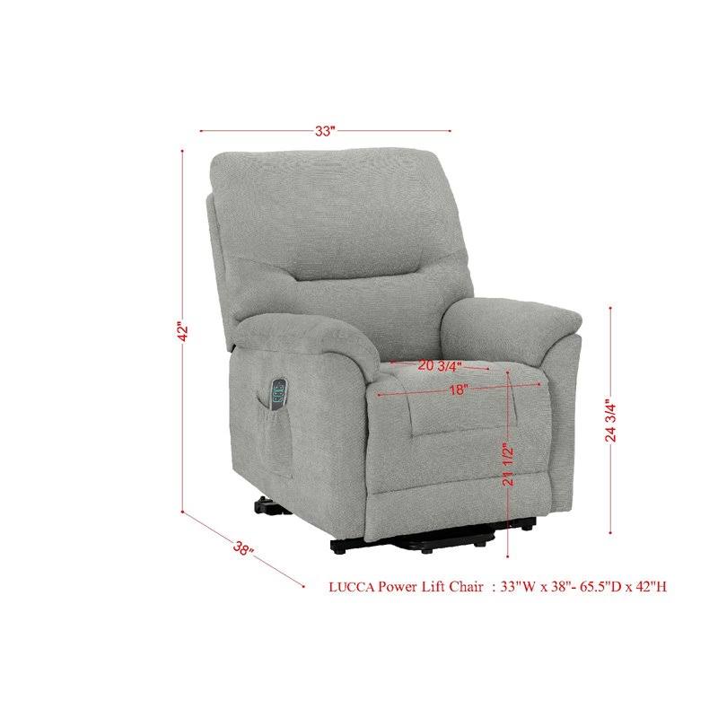 Lane Furniture Lucca 33x22 Fabric Recliner Power Lift Chair in Gray