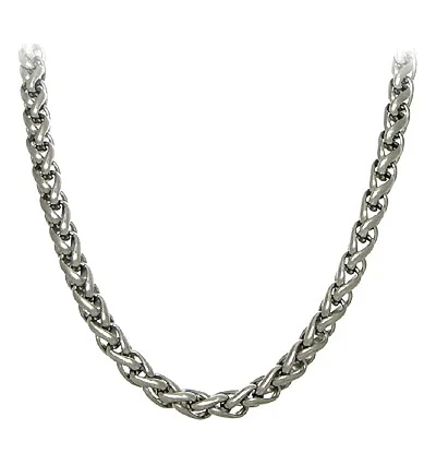 Titanium Kay Titanium 7MM Wheat Chain Link Matte Finish Men's Gray Color Necklace 18"