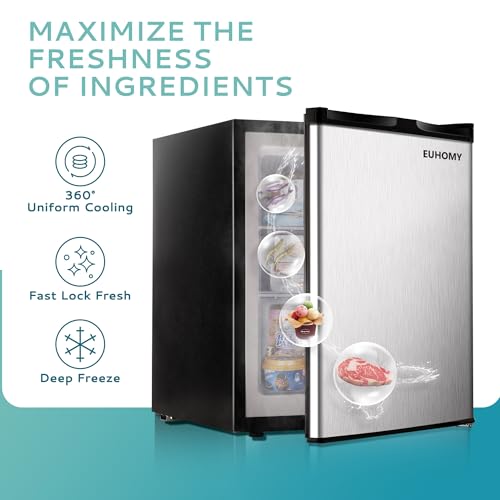 EUHOMY 3.5 Cu.Ft Chest Freezer with Removable Basket, Small Deep Freezer Adjustable 7 Thermostat, Quiet Mini Freezer Free-Standing Top Door