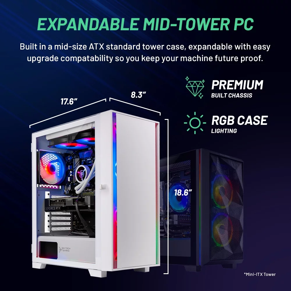 Skytech Shiva Gaming PC, AMD Ryzen 7, NVIDIA rtx 4060Ti, 1TB SSD, 16GB DDR4, Windows 11, New Condition - Radiant Selections