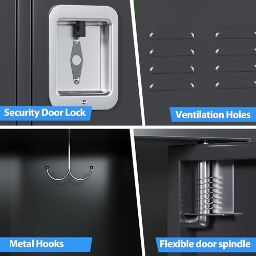 6 Door Metal Storage Locker 18 Hooks,Metal Locker for Employees with Lock for School Garage Office Gym Bedroom,Assembly Required