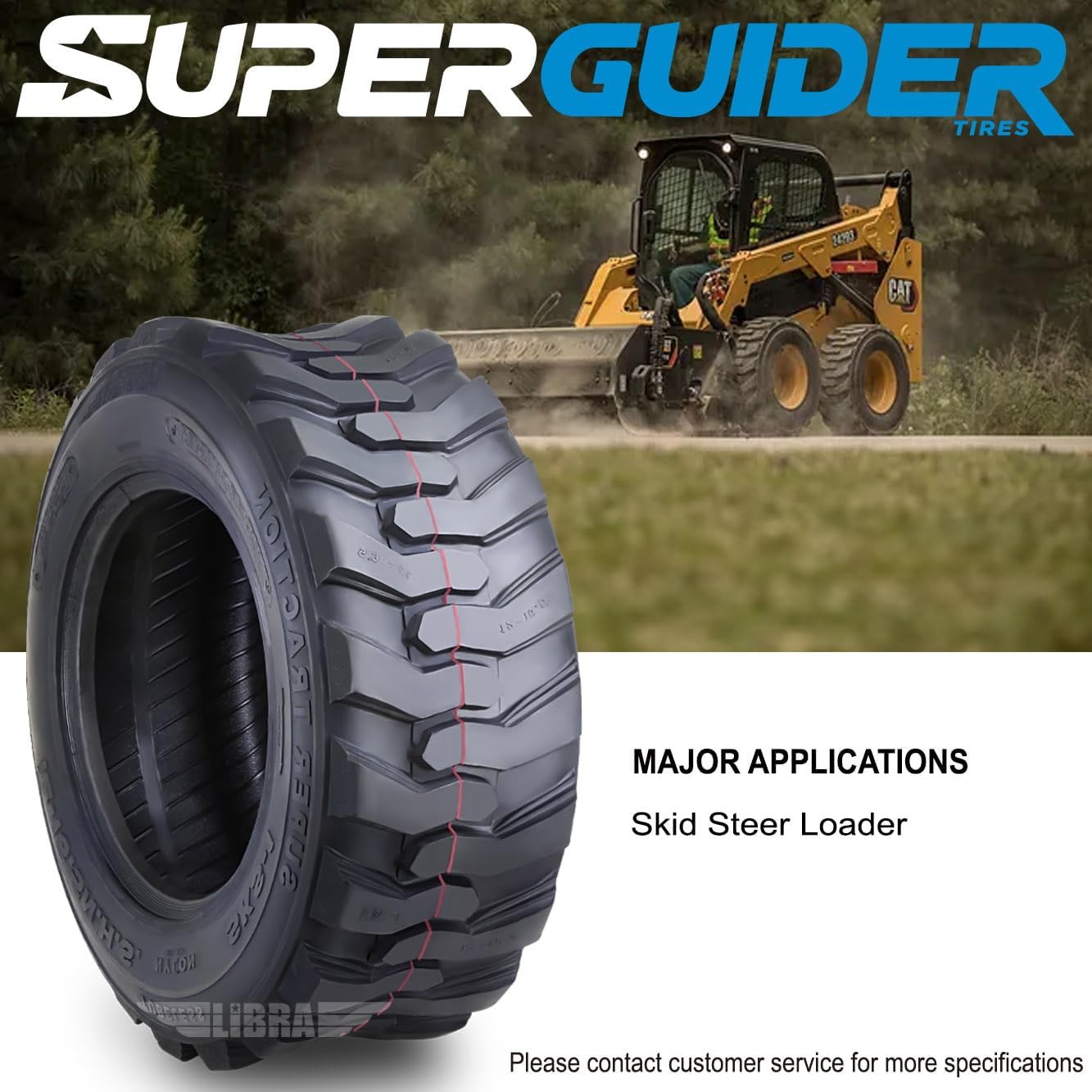 New Heavy Duty 12-16.5 12x16.5 12 Ply Skid Steer Tire w/Rim Guard