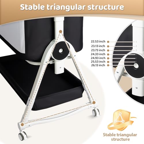 4 in 1 Baby Bassinet, Bassinet Bedside Sleeper with Wheels and Storage Basket, Adjustable 7 Heights Bedside Sleeper with Changing Station
