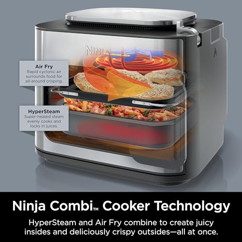 Ninja SFP701 Combi All-in-One Multicooker, Oven, and Air Fryer, 14-in-1 Functions,15-Minute Complete Meals, Includes 3 Accessories, Auto Cook Menu