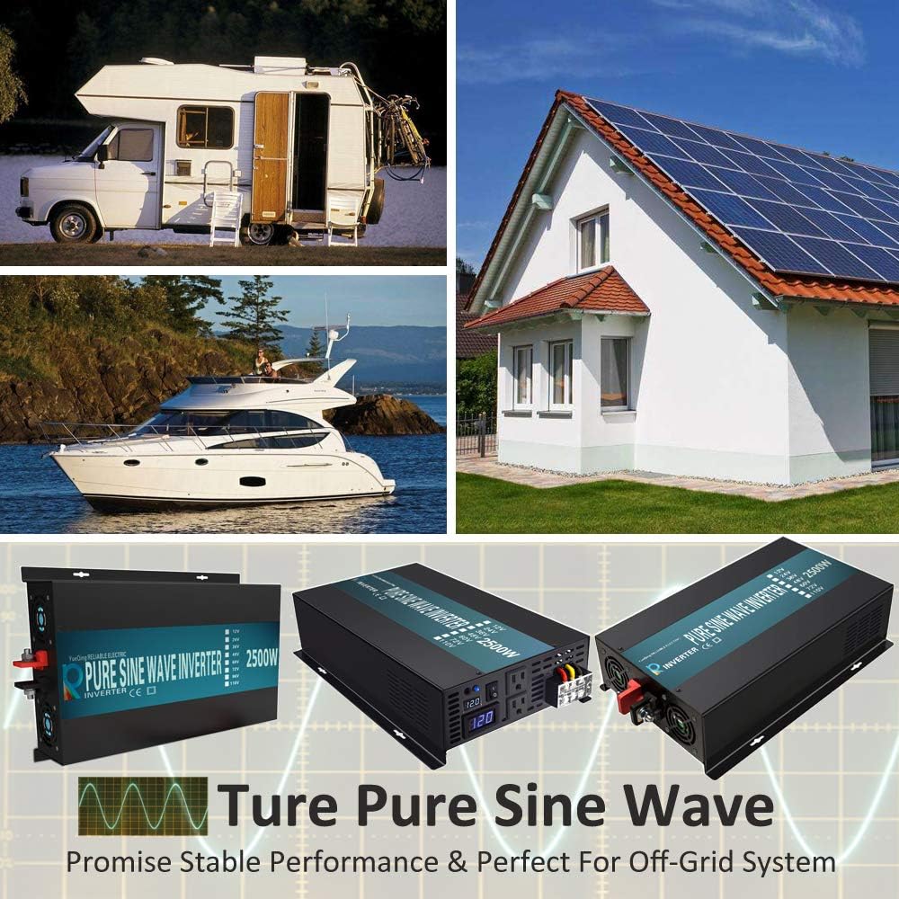 WZRELB 2500W Pure Sine Wave Solar Power Inverter Generator 24V DC to 120V AC Converter Car Inverter