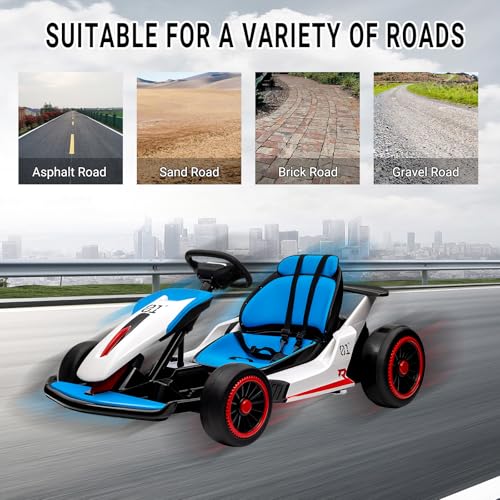 Kids Go Kart, Ride On Drift Kart with Dual 200W Motors, 24V Battery Powered Electric Drift Car, Outdoor 2-Speed Ride On Racing Toy for Boys Girls 6+