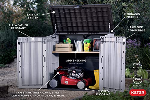 Keter Store-It-Out Prime 4.3 x 3.7 ft. Outdoor Resin Storage Shed with Easy Lift Hinges, Perfect for Yard Tools, Pool Floats and Garden Accessories