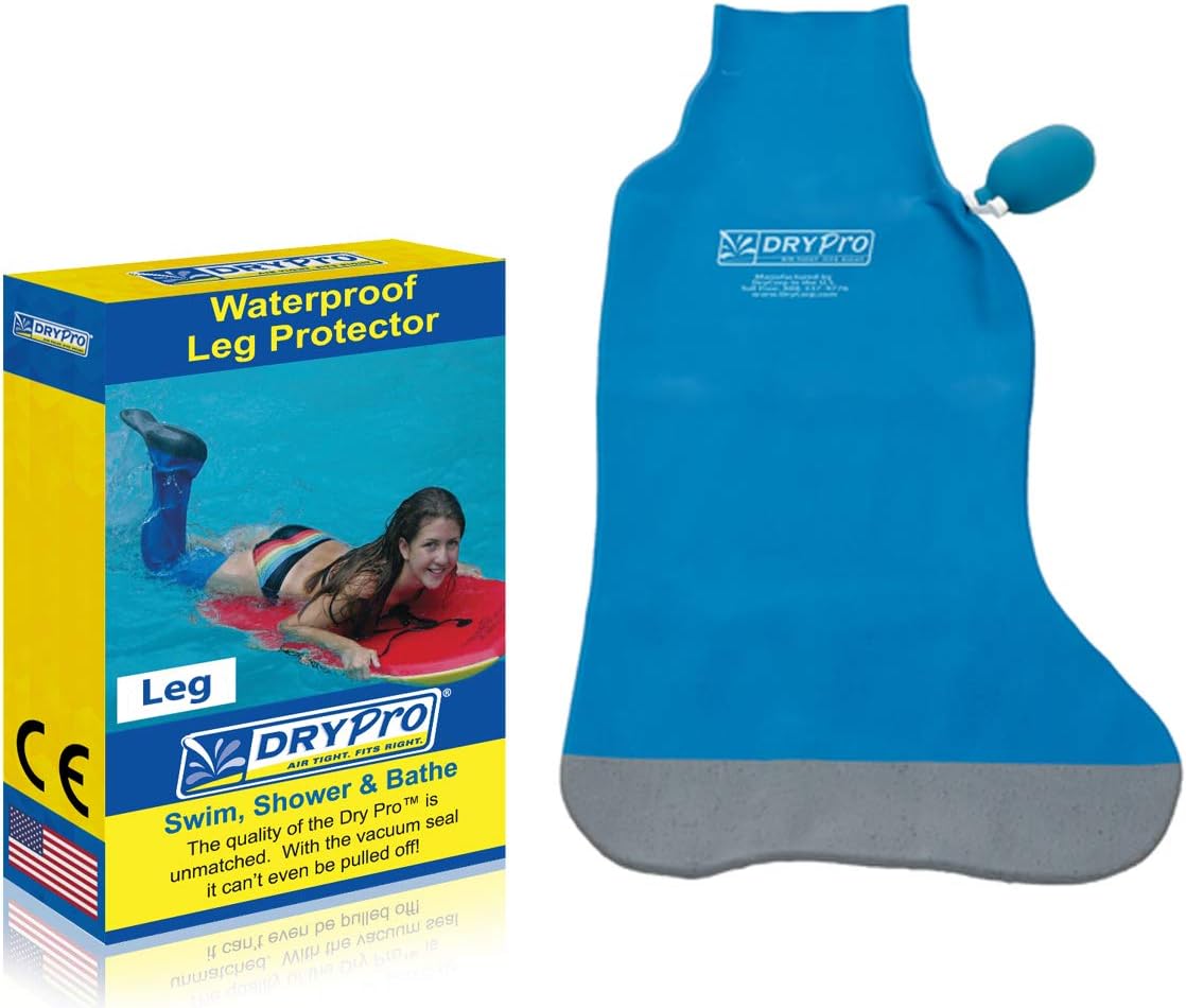 DryCorp Waterproof Vacuum Sealed Half Leg Cast Cover, Blue, Large