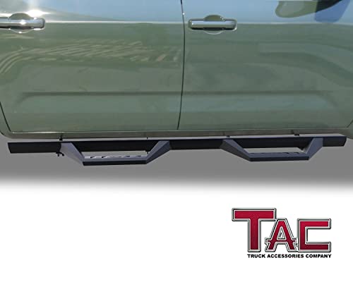 TAC Sidewinder Running Boards Compatible with 2022-2024 Toyota Tundra CrewMax Truck Pickup 4” Drop Fine Texture Black Side Steps Nerf Bars Rock